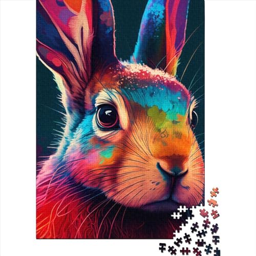 Puzzle für Erwachsene 1000 Teile Hase Bunte Holzpuzzle Erwachsene Lernspiel Herausforderung Spielzeug 1000 Teile (75x50cm) von QASEYIPV