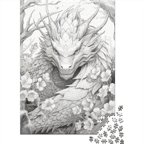 Puzzle für Erwachsene 1000 Teile Japanischer Drache Kirschholz Puzzle für Erwachsene Lernspiel Herausforderung Spielzeug 1000 Teile (75x50cm) von QASEYIPV
