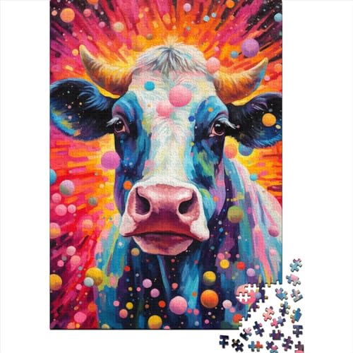 Puzzle für Erwachsene 1000 Teile Kuh mit Kreis Holzpuzzle für Erwachsene Lernspiel Herausforderung Spielzeug 1000 Teile (75x50cm) von QASEYIPV