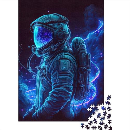 Puzzle für Erwachsene 1000 Teile Neon Astronaut Holzpuzzle für Erwachsene Lernspiel Herausforderung Spielzeug 1000 Teile (75x50cm) von QASEYIPV