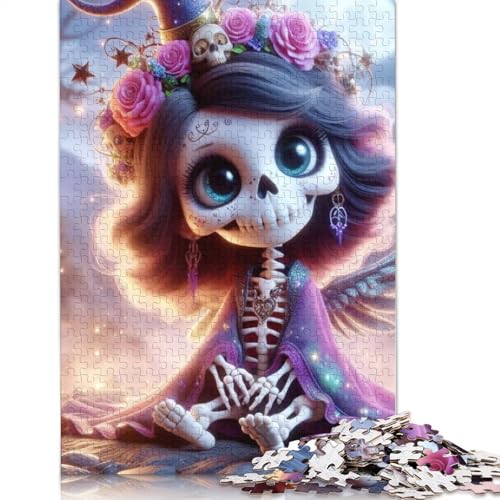 Puzzle für Erwachsene 1000 Teile Nettes Mädchen Skelett Papier Puzzle für Erwachsene Nachhaltige Puzzlespiele Halloween-Geschenke 1000 Teile (38x26cm) von QASEYIPV