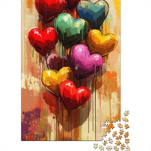 Puzzle für Erwachsene 1000 Teile Popart_style_hearts Puzzle herausforderndes Spiel Puzzlespiel 1000 Teile (38x26cm) von QASEYIPV