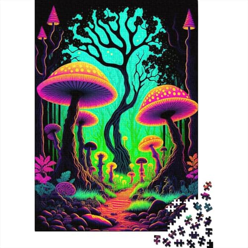 Puzzle für Erwachsene 1000 Teile Psychedelischer Pilzwald Papierpuzzle für Erwachsene Lernspiel Herausforderung Spielzeug 1000 Teile (38x26cm) von QASEYIPV
