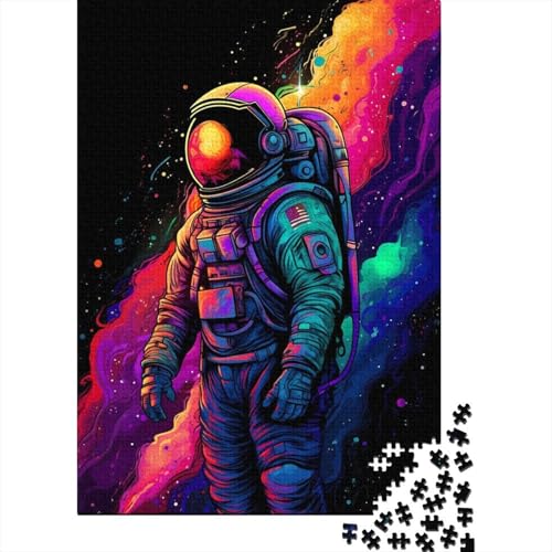 Puzzle für Erwachsene 1000 Teile Raum Astronaut Holzpuzzle für Erwachsene Lernspiel Herausforderung Spielzeug 1000 Teile (75x50cm) von QASEYIPV
