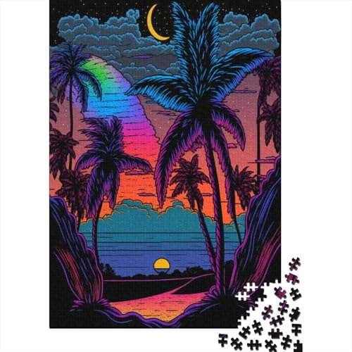 Puzzle für Erwachsene 1000 Teile Regenbogen Himmel Strand für Erwachsene Nachhaltige Puzzlespiele Halloween-Geschenke 1000 Teile (38x26cm) von QASEYIPV