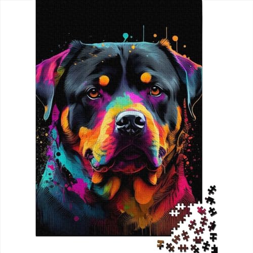 Puzzle für Erwachsene 1000 Teile Rottweiler Bunte Puzzle für Erwachsene Lernspiel Herausforderung Spielzeug 1000 Teile (38x26cm) von QASEYIPV