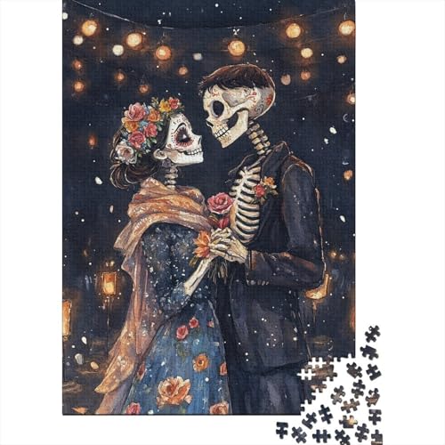 Puzzle für Erwachsene 1000 Teile Skeleton_lovers Puzzle herausforderndes Spiel Puzzlespiel 1000 Teile (38x26cm) von QASEYIPV
