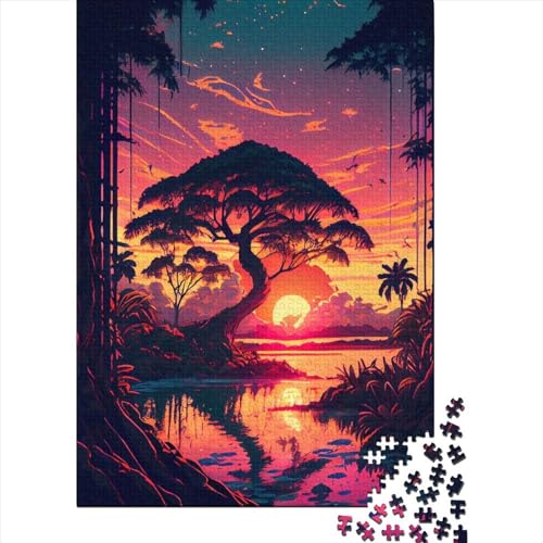 Puzzle für Erwachsene 1000 Teile tropischer Sonnenuntergang Papierpuzzle für Erwachsene Nachhaltige Puzzlespiele Halloween-Geschenke 1000 Teile (38x26cm) von QASEYIPV