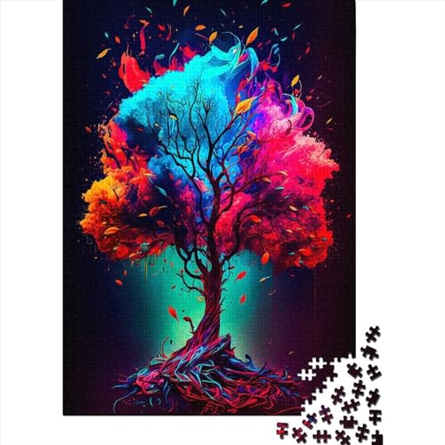 Puzzle für Erwachsene 1000 bunte Bäume Puzzle Erwachsene Puzzle Lernspiel Herausforderung Spielzeug 1000 Teile (38x26cm) von QASEYIPV