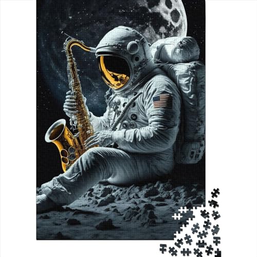 Puzzle für Erwachsene Astronaut Saxophon Papierpuzzle für Teenager Geschenke Wohnkultur Puzzle Spielzeug 1000 Teile (38x26cm) von QASEYIPV