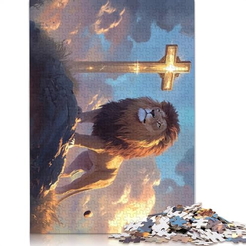Puzzle für Erwachsene Christlicher Löwe 1000 Teile Holzpuzzle für Kinder ab 12 Jahren herausforderndes Spiel 1000 Teile (75 x 50 cm) von QASEYIPV