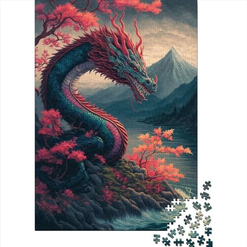 Puzzle für Erwachsene Drache Asiatisches Puzzle für Erwachsene Lernspiel Herausforderung Spielzeug 1000 Teile (75x50cm) von QASEYIPV