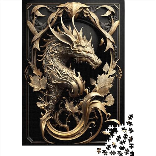 Puzzle für Erwachsene Dragon King Art Deco Puzzle für Erwachsene Lernspiel Herausforderung Spielzeug 1000 Teile (75x50cm) von QASEYIPV