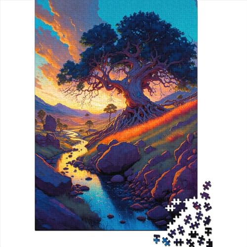 Puzzle für Erwachsene Fantasy Oak Tree Puzzle für Erwachsene Lernspiel Herausforderung Spielzeug 1000 Teile (38x26cm) von QASEYIPV