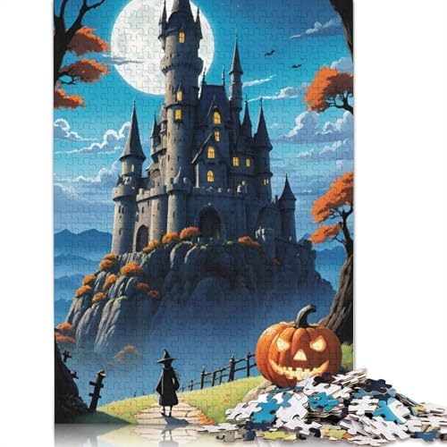 Puzzle für Erwachsene Halloween Schloss Puzzle für Erwachsene Lernspiel Herausforderung Spielzeug 1000 Teile (38x26cm) von QASEYIPV