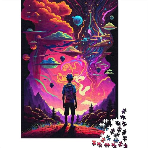 Puzzle für Erwachsene "Kind in der surrealen Welt" 1000 Teile, Holzpuzzle für Erwachsene, Puzzle für Jugendliche ab 12 Jahren, Weihnachtsgeschenke, 1000 Teile (75x50cm) von QASEYIPV