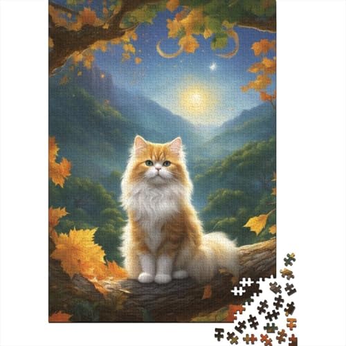 Puzzle für Erwachsene Kunst Tier Katze 1000 Teile Holzpuzzle für Kinder ab 12 Jahren herausforderndes Spiel 1000 Teile (75x50cm) von QASEYIPV