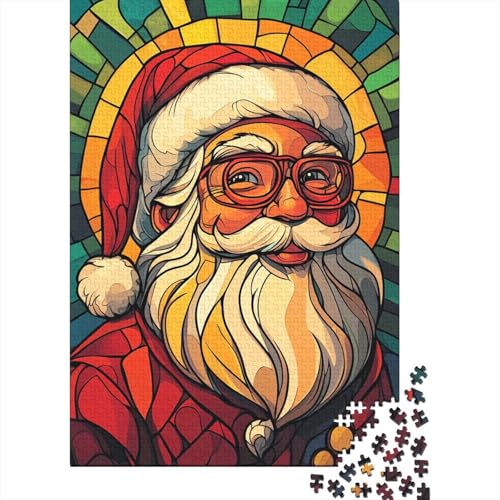 Puzzle für Erwachsene Kunst Weihnachtsmann 1000 Teile Holzpuzzle für Kinder ab 12 Jahren herausforderndes Spiel 1000 Teile (75x50cm) von QASEYIPV