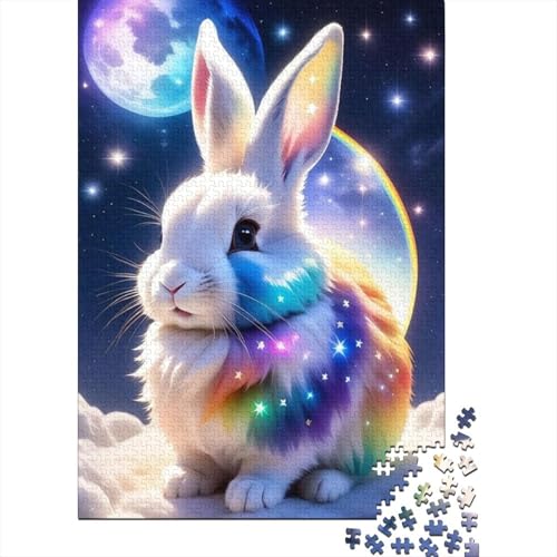 Puzzle für Erwachsene Niedlicher Hase 1000 Teile Holzpuzzle für Kinder ab 12 Jahren herausforderndes Spiel 1000 Teile (75 x 50 cm) von QASEYIPV