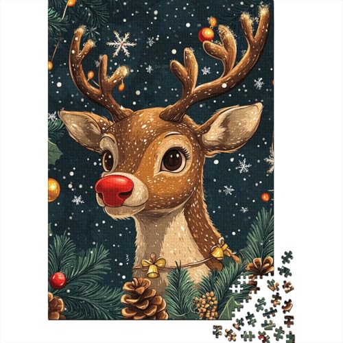 Puzzle für Erwachsene Weihnachtselch 1000 Teile Holzpuzzle für Kinder ab 12 Jahren herausforderndes Spiel 1000 Teile (75x50cm) von QASEYIPV