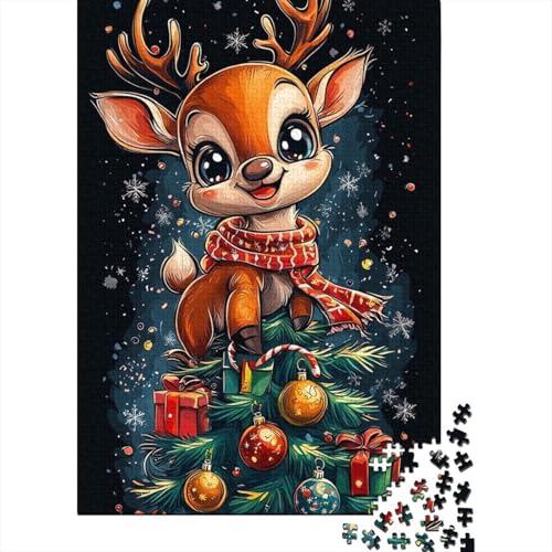 Puzzle für Erwachsene Weihnachtselch 1000 Teile Holzpuzzle für Kinder ab 12 Jahren herausforderndes Spiel 1000 Teile (75x50cm) von QASEYIPV