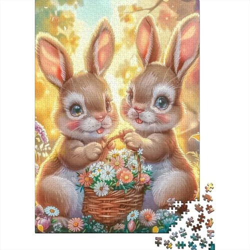 Puzzle für Erwachsene süßer Osterhase 1000 Teile Holzpuzzle für Kinder ab 12 Jahren anspruchsvolles Spiel 1000 Teile (75x50 cm) von QASEYIPV