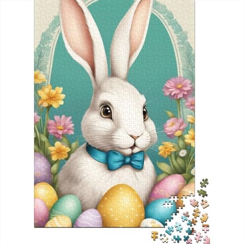 Puzzle für Erwachsene süßer Osterhase 1000 Teile Holzpuzzle für Kinder ab 12 Jahren anspruchsvolles Spiel 1000 Teile (75x50 cm) von QASEYIPV