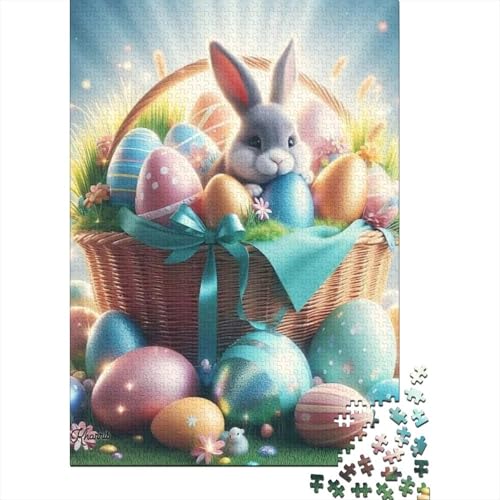 Puzzle für Erwachsene süßer Osterhase 1000 Teile Holzpuzzle für Kinder ab 12 Jahren anspruchsvolles Spiel 1000 Teile (75x50 cm) von QASEYIPV