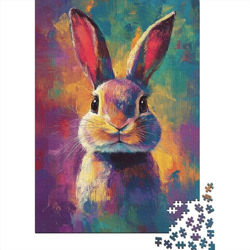 Puzzle für Erwachsene süßer Osterhase 1000 Teile Holzpuzzle für Kinder ab 12 Jahren anspruchsvolles Spiel 1000 Teile (75x50 cm) von QASEYIPV