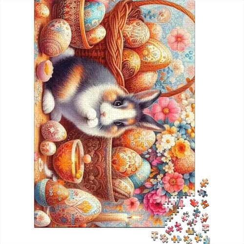 Puzzle für Erwachsene süßer Osterhase 1000 Teile Holzpuzzle für Kinder ab 12 Jahren anspruchsvolles Spiel 1000 Teile (75x50 cm) von QASEYIPV