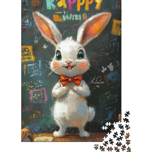 Puzzle für Erwachsene süßer Osterhase 1000 Teile Holzpuzzle für Kinder ab 12 Jahren anspruchsvolles Spiel 1000 Teile (75x50 cm) von QASEYIPV