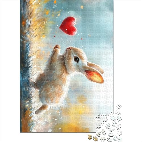 Puzzle für Erwachsene süßer Osterhase 1000 Teile Holzpuzzle für Kinder ab 12 Jahren anspruchsvolles Spiel 1000 Teile (75x50 cm) von QASEYIPV