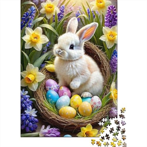 Puzzle für Erwachsene süßer Osterhase 1000 Teile Holzpuzzle für Kinder ab 12 Jahren anspruchsvolles Spiel 1000 Teile (75x50 cm) von QASEYIPV