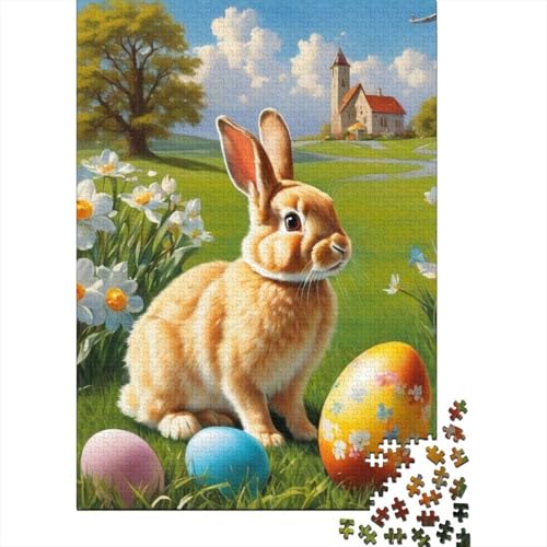 Puzzle für Erwachsene süßer Osterhase 1000 Teile Holzpuzzle für Kinder ab 12 Jahren anspruchsvolles Spiel 1000 Teile (75x50 cm) von QASEYIPV