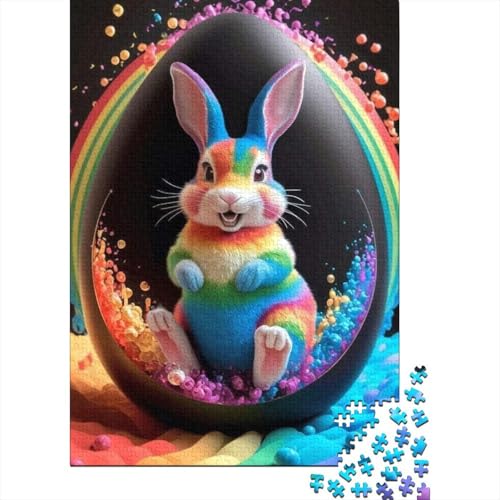 Puzzle für Erwachsene süßer Osterhase 1000 Teile Holzpuzzle für Kinder ab 12 Jahren anspruchsvolles Spiel 1000 Teile (75x50 cm) von QASEYIPV
