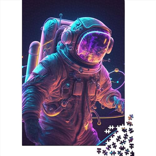 Puzzle für Erwachsene und Jugendliche, 1000 Teile Puzzle Neon Astronauten Puzzle Spiel für Erwachsene und Jugendliche Familien (75x50cm) von QASEYIPV