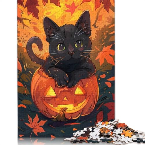 Puzzle für Erwachsene und Jugendliche, Halloween-Katzen-Kürbis-Puzzles für Erwachsene und Teenager, Familienspiel, 1000 Teile (75 x 50 cm) von QASEYIPV