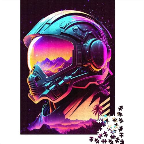 Puzzle für Erwachsene: Helm von Synthwave, Puzzle für Erwachsene, pädagogisches Spiel, Herausforderungsspielzeug, 1000 Teile (75 x 50 cm) von QASEYIPV