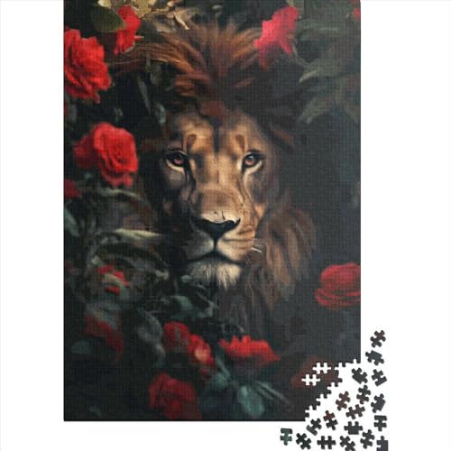 Puzzle mit 1000 Löwen für Erwachsene, Holzpuzzle, Wanddekoration, 1000 Teile (38 x 26 cm) von QASEYIPV