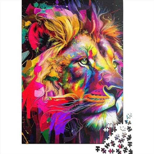 Puzzle mit 1000 Löwen für Erwachsene, Holzpuzzle, Wanddekoration, 1000 Teile (38 x 26 cm) von QASEYIPV