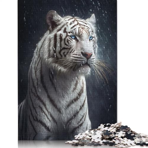 Puzzle mit 1000 Teilen, Motiv: Wet White Tiger, für Erwachsene, Lernspielzeug, Familienspiele, Festivals, Geburtstagsgeschenke, 1000 Teile (75 x 50 cm) von QASEYIPV