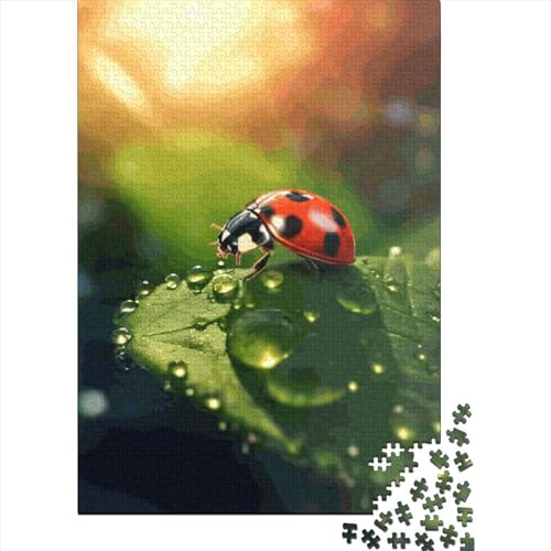 Puzzle mit 1000 Teilen Marienkäfer für Erwachsene und Holzpuzzle für Heimdekoration (38 x 26 cm) von QASEYIPV