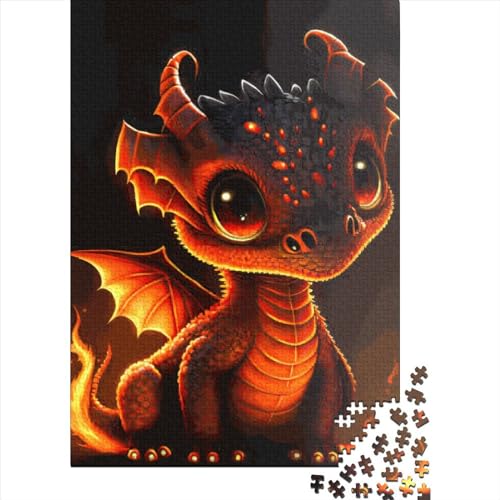 Puzzle mit 1000 Teilen aus Holz, Babydrache, Lernspielzeug, 1000 Teile (75 x 50 cm) von QASEYIPV