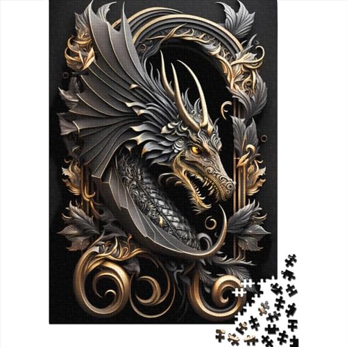 Puzzle mit 1000 Teilen des legendären schwarzen Drachen, für Erwachsene ab 14 Jahren, 1000 Teile (38 x 26 cm). von QASEYIPV