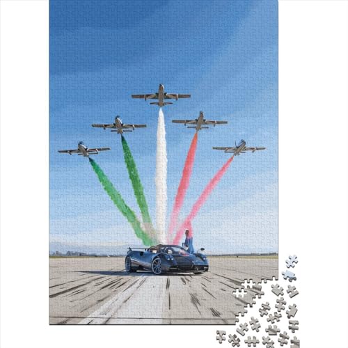 Puzzle mit 1000 Teilen für Sportwagen für Erwachsene, Holzpuzzle, Wanddekoration, 1000 Teile (75 x 50 cm) von QASEYIPV
