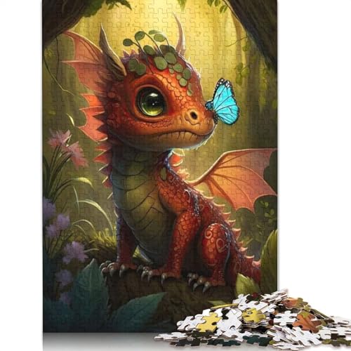 Puzzle mit 1000 Teilen niedlicher Drachen, Weihnachtsgeschenke, Holzpuzzle für Teenager, lustiges Puzzle mit 1000 Teilen (75 x 50 cm) von QASEYIPV