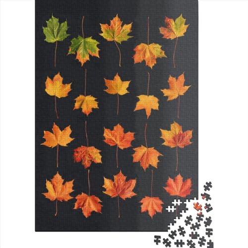 Puzzle mit 1000 Teilen von Herbstblättern für Erwachsene und Holzpuzzle für Familienaktivitäten (75 x 50 cm) von QASEYIPV