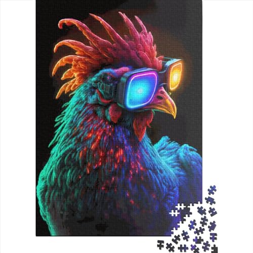 Puzzle mit 1000 Teilen von Huhn, buntes Holzpuzzle, pädagogisches Spiel, Herausforderungsspielzeug, 1000 Teile (75 x 50 cm) von QASEYIPV