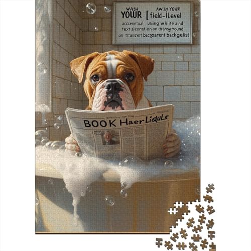 Puzzle mit Hund, der Zeitung liest, rechteckige Pappe, 100% recycelte Pappe, Puzzle für Erwachsene und Kinder, Tagesgeschenke, 1000 Teile (75 x 50 cm) von QASEYIPV