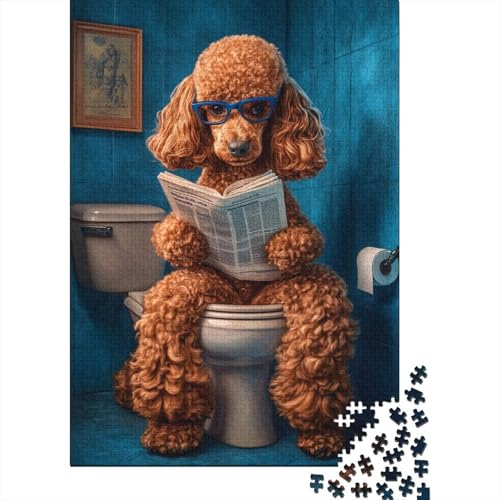 Puzzle mit Hund, der Zeitung liest. Freundliche Materialien, 100% recycelter Karton. Puzzle für Frauen und Männer. Einzigartiges 1000 Teile (75 x 50 cm) von QASEYIPV
